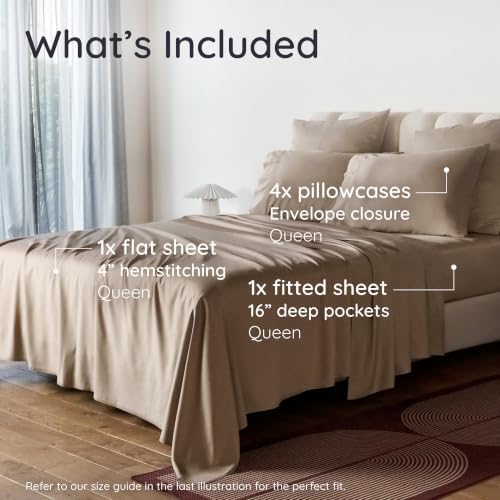 Bambaw Queen Sheet Set 6pcs – 100% Viscose Derived from Bamboo Bed Sheets Queen - Image 2