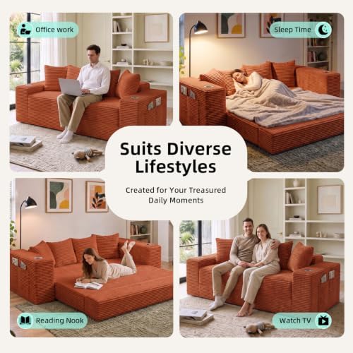 77" Convertible Futon Sofa Bed, Boneless Couch - Image 4