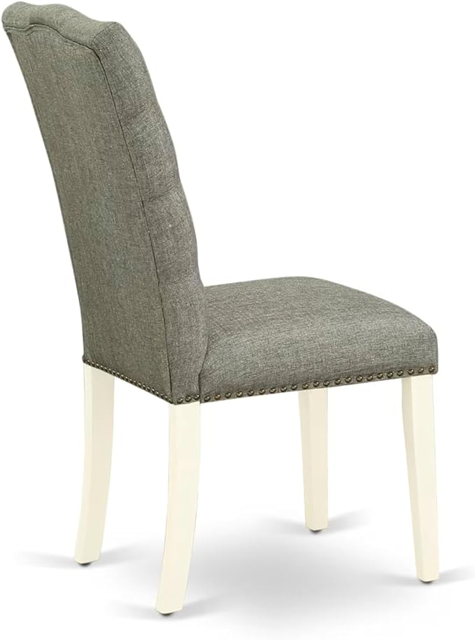 East West Furniture V097EL207-5 5 Piece Modern Dining Table Set Includes a Rectangle Wooden Table with V-Legs and 4 Gray Linen Fabric Upholstered Chairs, 40x72 Inch, Multi-Color