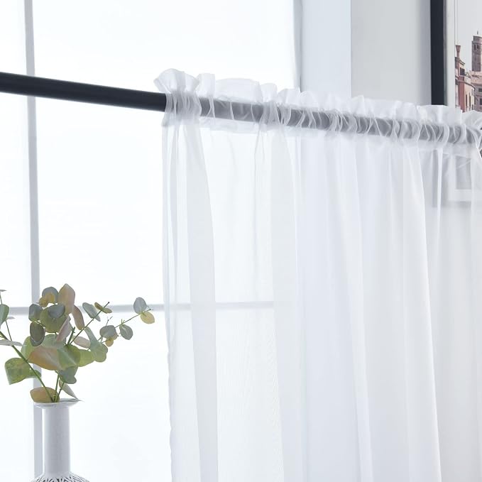 SpaceDresser Basic Rod Pocket Sheer Voile Window Curtain Panels White 1 Pair 2 - Image 7