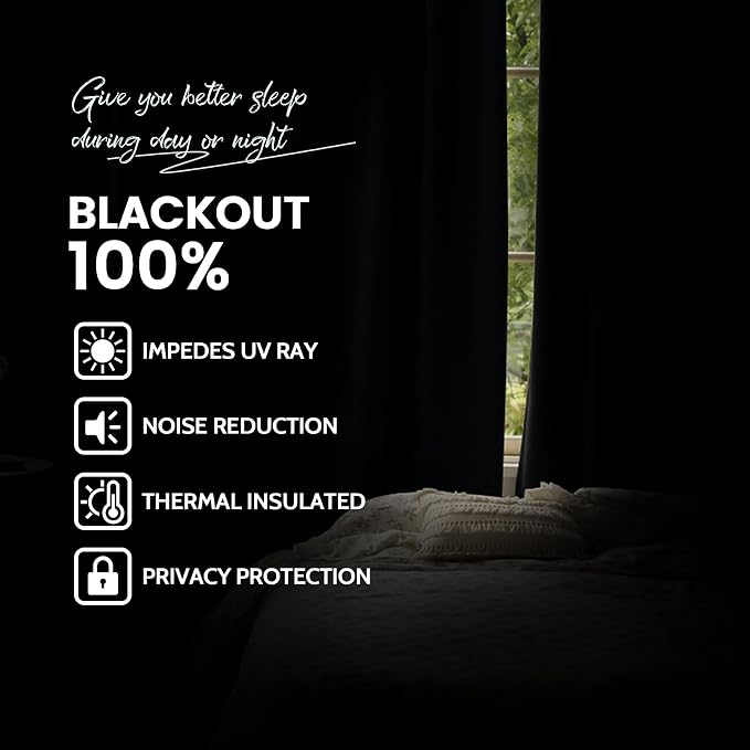 Yakamok Room Darkening 100% Blackout Curtains Grommet Window Treatments - Image 2