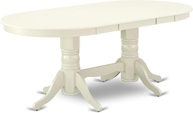 East West Furniture VAVA9-LWH-C 9 Piece Dining Set Includes an Oval Dining Room Table with Butterfly Leaf and 8 Linen Fabric Upholstered Kitchen Chairs, 40x76 Inch, Linen White