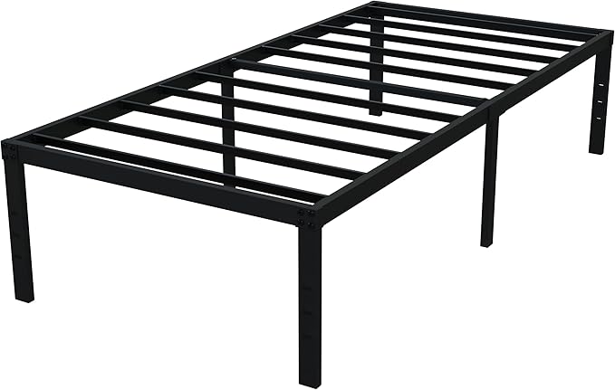 18 Inch Twin XL Bed Frames, Metal Platform Twin XL Bed Frame with High Storage, Eassy Assembly 2,500 Lbs Heavy Duty Bedframes, Black