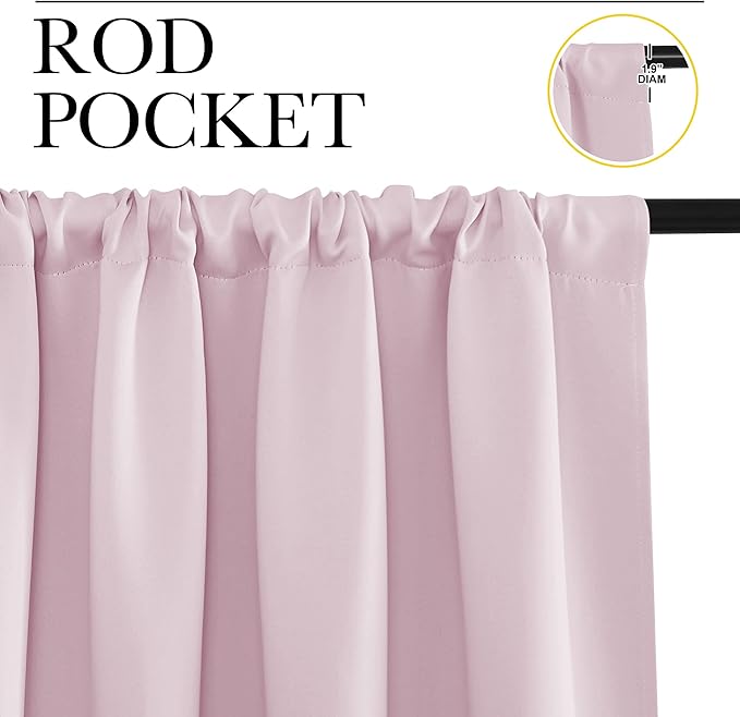 NICETOWN Kitchen Curtains, Short Blackout Drapes, Baby Pink, Thermal Insulated - Image 2