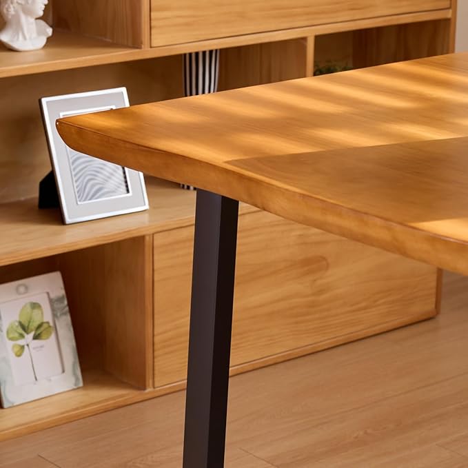 Modern Solid Wood Executive Desk – Spacious and Minimalist Home Office Workstation Perfect for Writing and Professional Use (Light Brown, 70.87in)