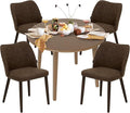 COLAMY 5-Piece Extendable Dining Table Set for 4, 36" Kitchen Round Wood Table with 4 Wooden Dining Room Chairs,Light Brown/Dark Brown