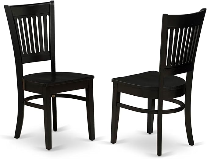 East West Furniture ANVA5-BLK-W 5 Piece Modern Dining Table Set Includes a Round Kitchen Table with Pedestal and 4 Dining Room Chairs, 36x36 Inch, Black