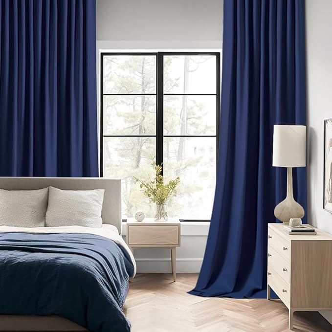 MIULEE Navy Blue Back Tab Blackout Curtains 102 Inch Long 2 Panels Set - Image 2
