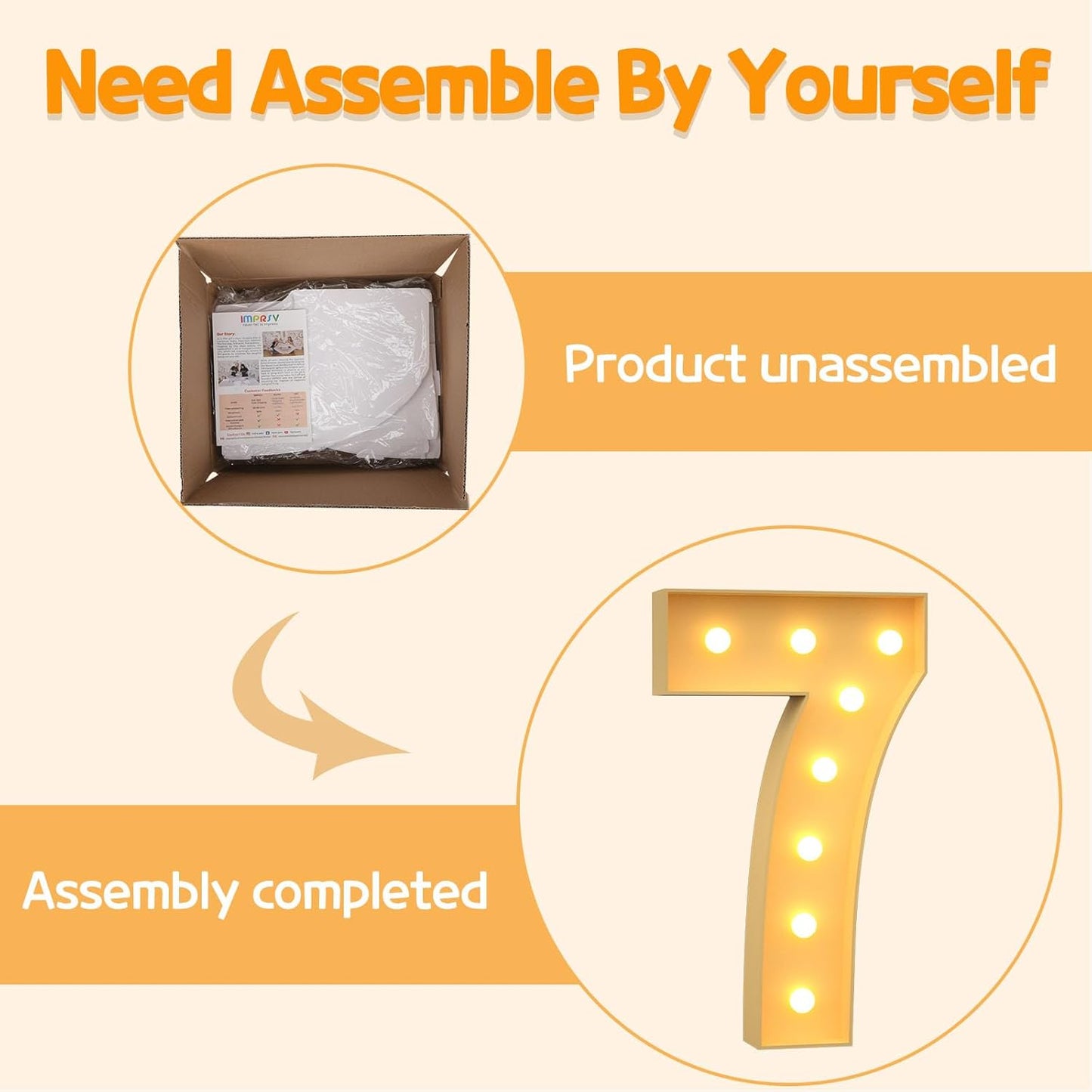 Marquee Numbers 3 Feet Tall Large Light Up Numbers 7th 17th Sweet Sassy and Seven Birthday Decorations Girl Boy Big Yellow Light Outdoor Anniversary Decorations Balloon Arch Kit Party Backdrop 7