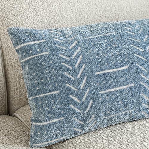 BlissBlush Decorative Throw Pillow Cover 20x20 Blue Woven Chenille - Image 4