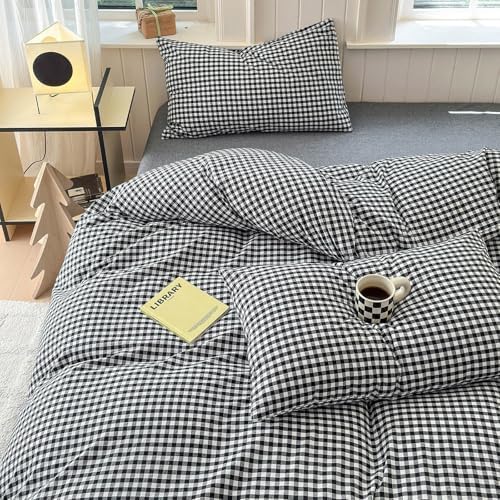 LifeTB Black Gingham Comforter Full Size Boho Plaid Checkered Pattern Comforter - Image 4