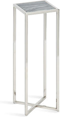 Kate and Laurel Jaspur Modern Drink Table, Gray and Silver, Decorative Glam Marble Accent Table for Display and Storage