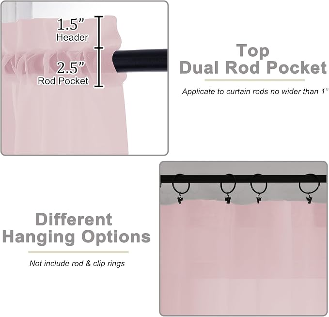 Extra Long Blush Sheer Curtains - Image 4