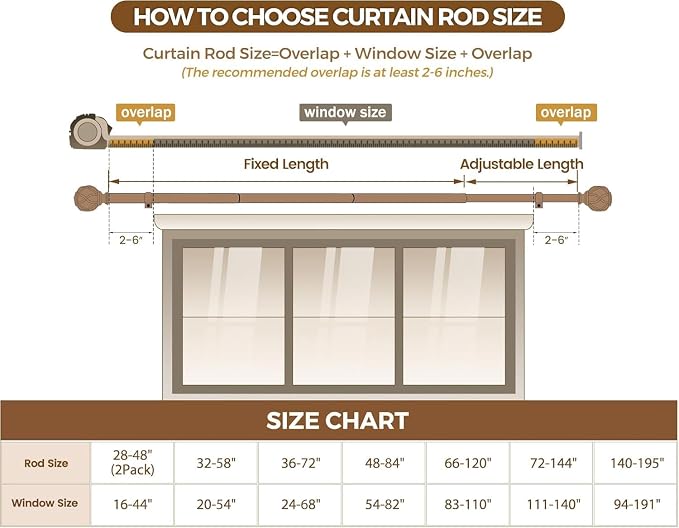KAMANINA Gold Curtain Rod 72 to 144 Inch, Telescoping Single Drapery Rods - Image 7