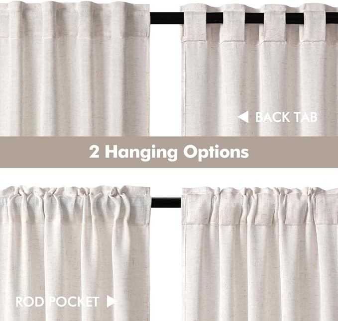 MIULEE Farmhouse Kitchen Curtains 30 Inch Length 2 Panels, Soft Thick Linen - Image 5