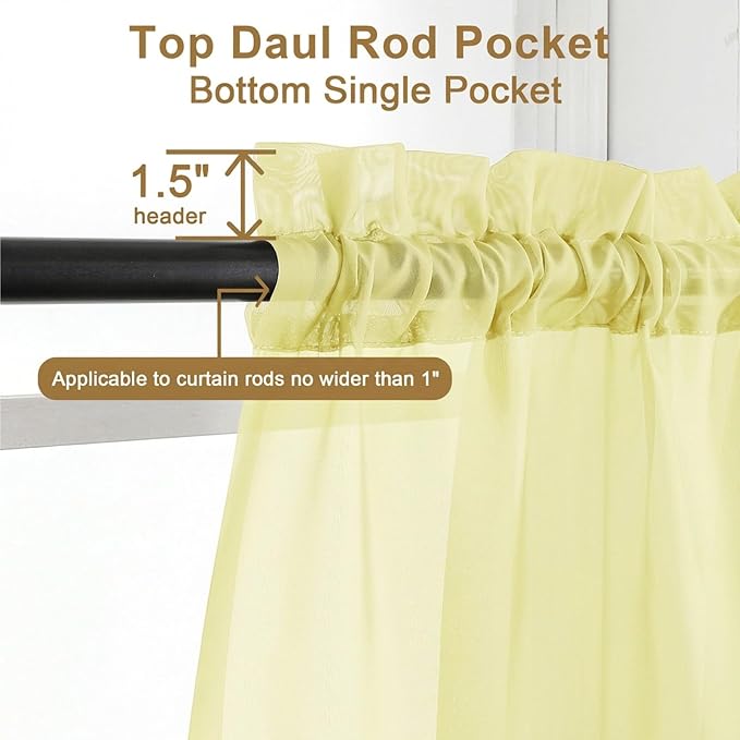 Chyhomenyc Sheer Curtains 84 Inches Long 2 Panels Set - Image 5