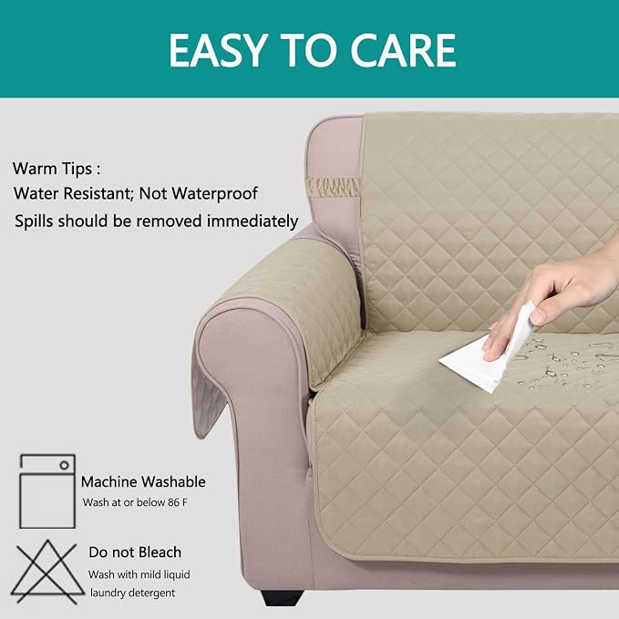 U-NICE HOME Recliner Chair Covers Reversible Quilted Water Repellent Pet - Image 4