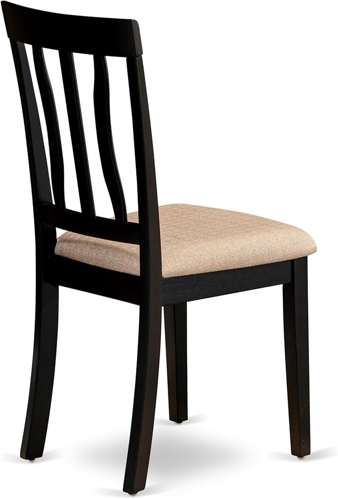 East West Furniture HLAN3-BCH-C 3 Piece Modern Dining Table Set Contains a Round Wooden Table with Pedestal and 2 Linen Fabric Kitchen Dining Chairs, 42x42 Inch, Black & Cherry