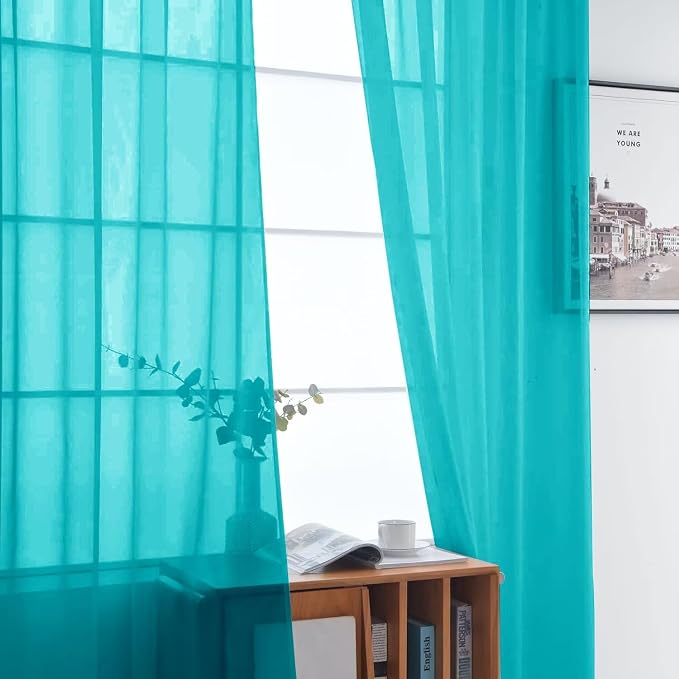 SpaceDresser Sheer Voile Window Treatment Rod Pocket Curtain Panels - Image 3