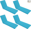 Chaise Lounge Cushions Outdoor Set of 4 - Waterproof and Fade Resistant Sun Lounger Replacement Cushions - Patio Lounger Pads with Removable Cover for Pool, Deck, Lawn, 80 x 26 x 3 Inch, Teal