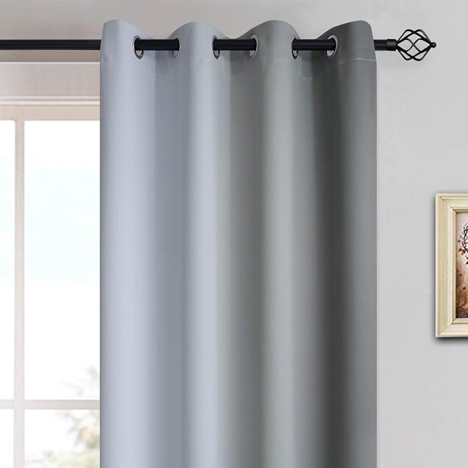 Yakamok 84 Inch Length Gray and Greyish White Gradient Color Ombre Curtains - Image 3