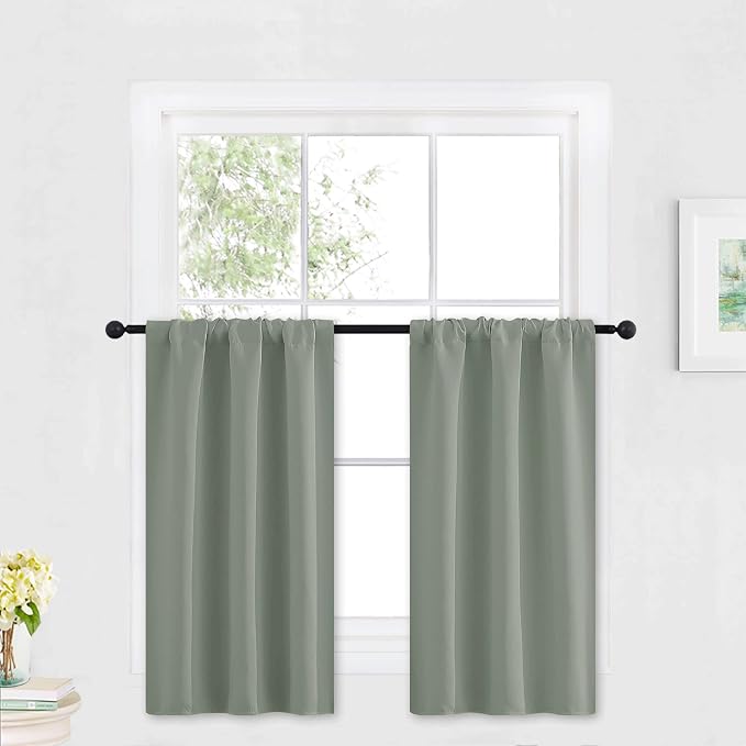 RYB HOME Blackout Cafe Curtains 30 inch Length, Short Light UV Heat Blocking by RYBHOME