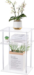 HMYHUM Clear Acrylic Side Table, 3-Tier End Table for Living Room, Small Bedside Table/Nightstand for Bedroom, Home Accent Table, Frame Design, 15.7" L x 11.8" W x 23.2" H