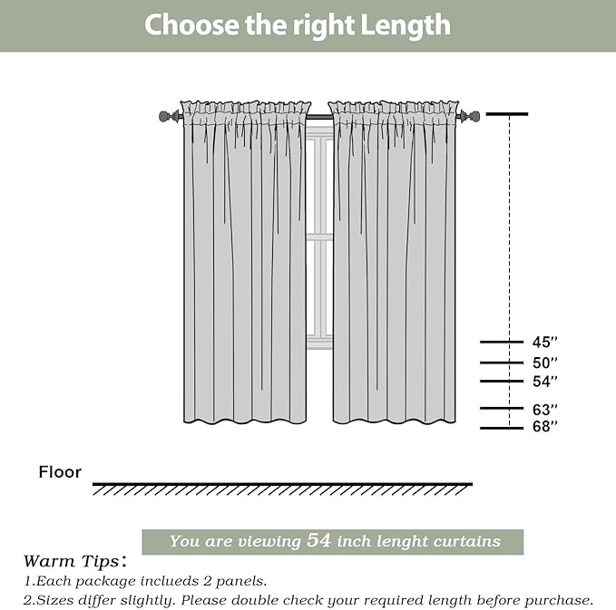 OWENIE Sheer Curtains 54 inches Long 2 Panels Set, Rod Pocket Curtain Sheers - Image 3