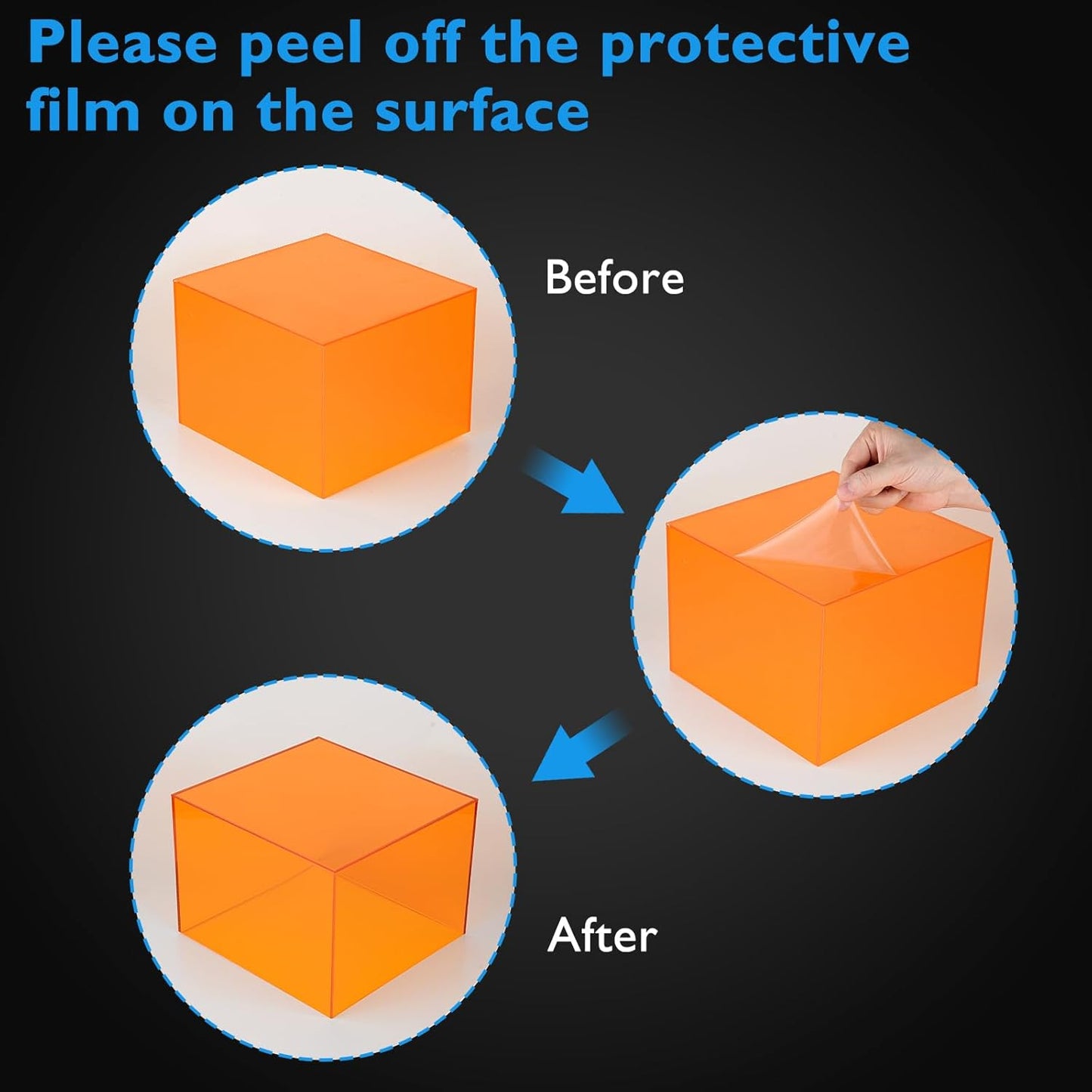 Orange Buffet Risers 3Pcs Acrylic Boxes Display Risers for Buffet Table Parties Weddings Catering Dessert (6''x7''x8'')