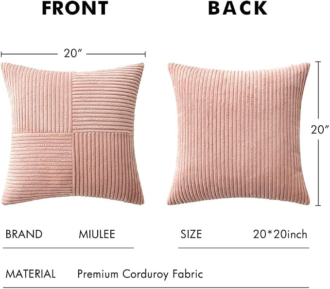 MIULEE Pink Decorative Throw Pillow Covers 20x20 Inch - Image 6