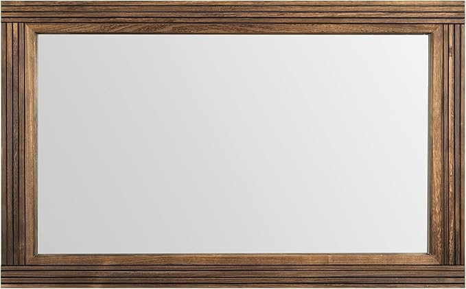 YOSHOOT Hand-Made Wooden Spliced Wall Mirror for Bathroom, Rustic Farmhouse Vanity Mirror, Décor Wall Art, Solid Wood Frame, Vertical or Horizontal Hanging, 72" x 36", Brown