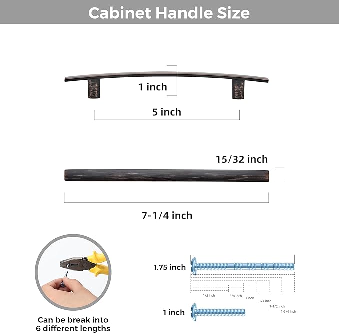 30 Pack Cabinet Handles 5" Hole Center - Curved Cabinet Pulls Oil Rubbed Bronze Drawer Pulls for Kitchen Cupboard Solid Hardware for Dresser Drawer Arch Hardware