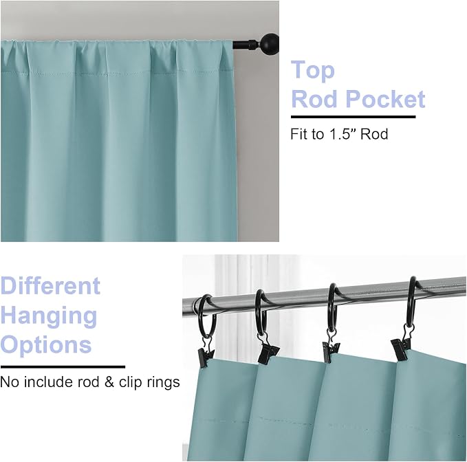 Simplebrand Ava Aqua Short 24 Inches Blackout Curtain 2 Panels Set, Half Window - Image 4