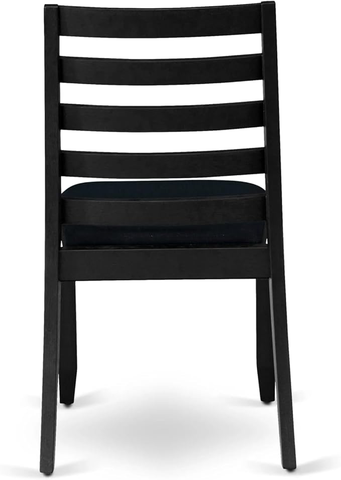 East West Furniture LGX15-BLK-24 -5 Piece Dining Set Includes a Rectangular Kitchen Table with Black Tabletop and 4 Stackable Polyester Fabric Chairs, Black