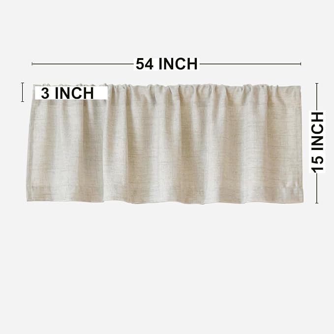 2 Pack Faux Linen Valance for Windows Kitchen Living Room Valances Rod Pocket - Image 7