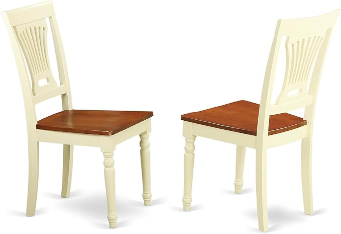 East West Furniture QUPL7-WHI-W 7 Piece Kitchen Table & Chairs Set Consist of a Rectangle Dining Room Table with Butterfly Leaf and 6 Solid Wood Seat Chairs, 40x78 Inch, Buttermilk & Cherry