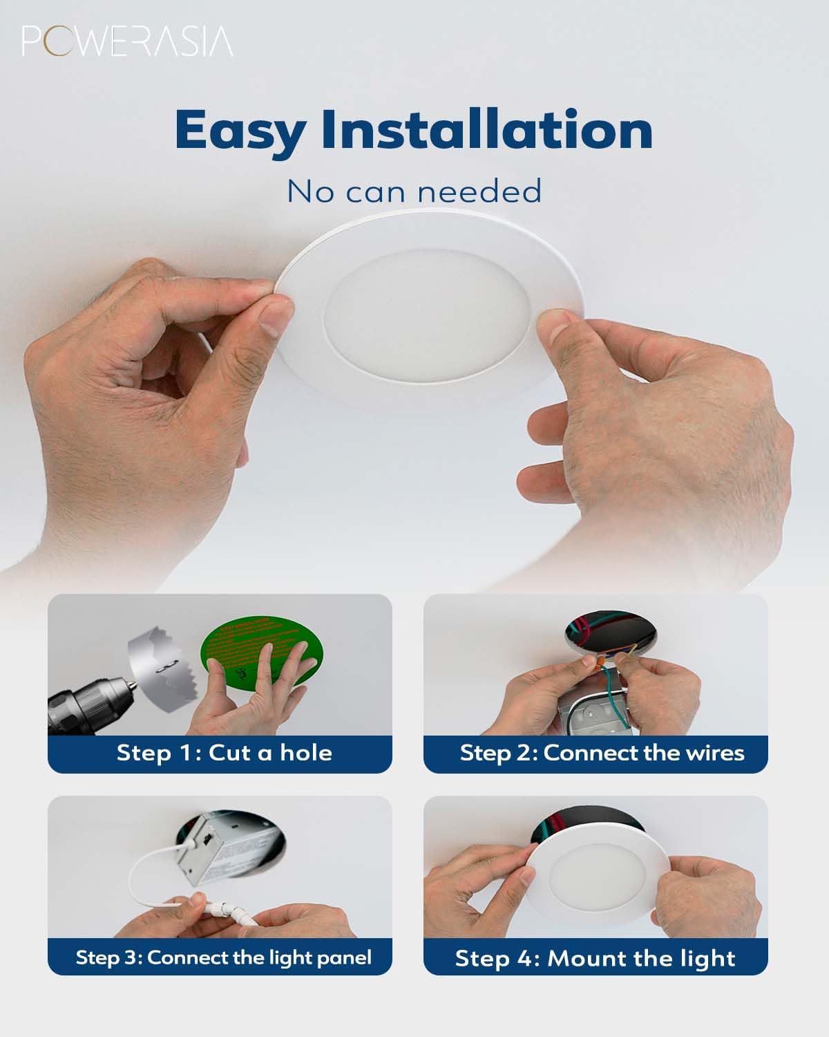 12 Pack 4 Inch Ultra-Thin LED Recessed Ceiling Light with Junction Box, Recessed Lighting 4 Inch 6000K Dimmable Clear White, 9W 110W Eqv, 850LM High Brightness - ETL and Energy Star Certified