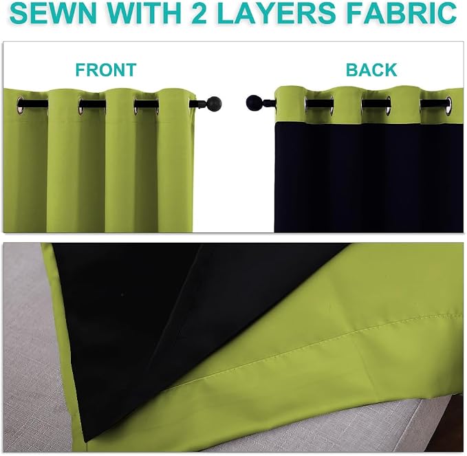 NICETOWN Full Shading Curtains for Windows, Fresh Green, 52 inches W x 95 - Image 5