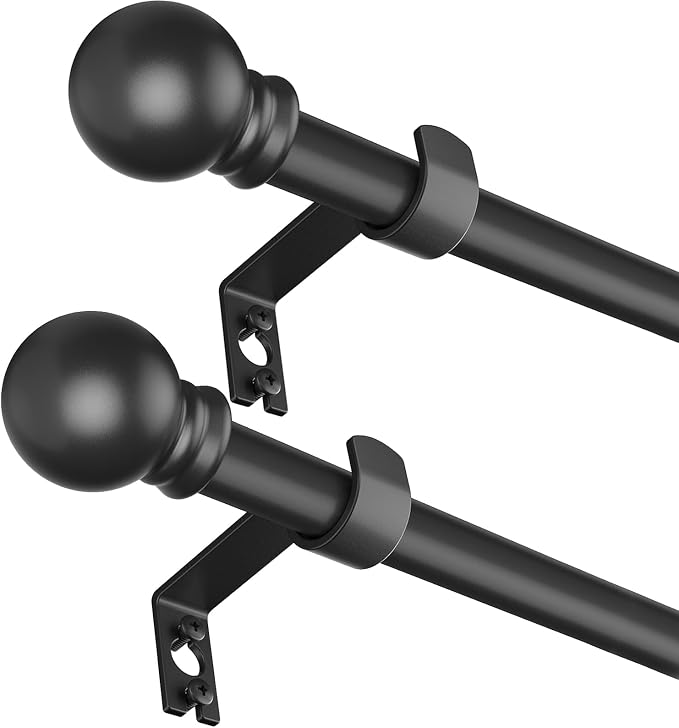 SMODBRODRE Curtain Rods for window 32 to 62, 2 Pack Black 5/8 inch Splicing by SMODBRODRE