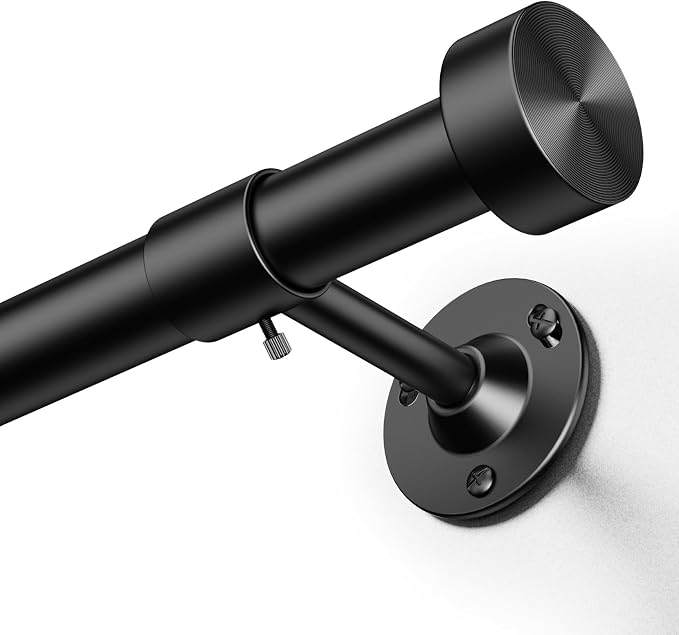 YaFex Heavy Duty Curtain Rods 32-60 Inch, 1 Inch Adjustable Black Curtain Rod by YaFex