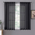Tollpiz Short Sheer Curtain Linen Textured Bedroom Curtains Sheer Light by Tollpiz
