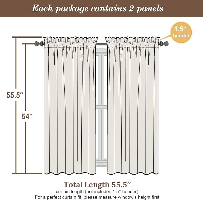 Chyhomenyc Light Grey Sheer Curtains 54 Inch Length - Image 4