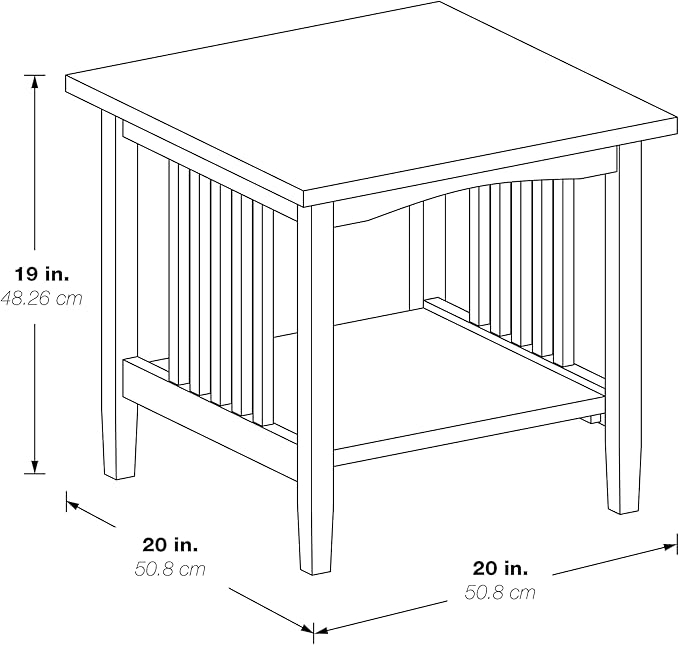 OSP Home Furnishings Sierra End Table with Lower Storage Shelf and Mission Style Side Panels, White