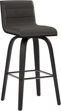 Armen Living Vienna 26" Swivel Counter Stool in Black Wood Finish with Gray Faux Leather - Set of 3