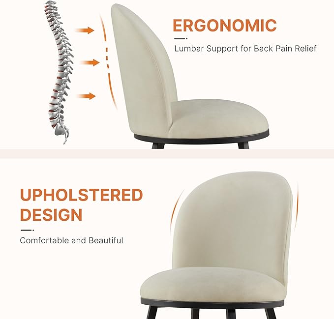 Dining Chairs Set of 4, Fabric Upholstered Dining Room Chairs with Ergonomic Backrest & Metal Legs, Modern Kitchen Side Chairs for Home, Restaurant, and Café, Sand, 2 Boxs