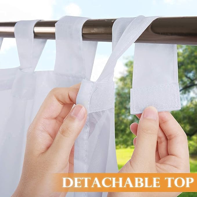 RYB HOME Detachable Sheer Outdoor Curtains White Privacy Sheer Drapes Extra - Image 2