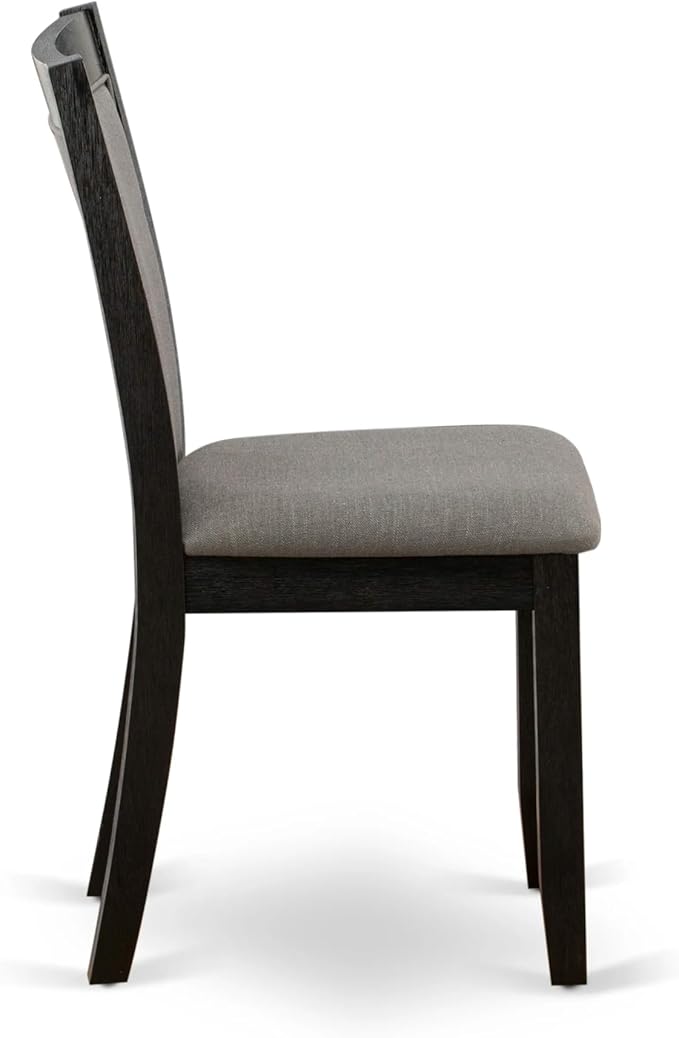 X12MZ-006-50 - 13-piece Dining Room Table Set a Rectangular Kitchen Table and 12 Dark Gotham Grey Linen Fabric Dining Chair, 39x120 Inch, Wire Brushed Black