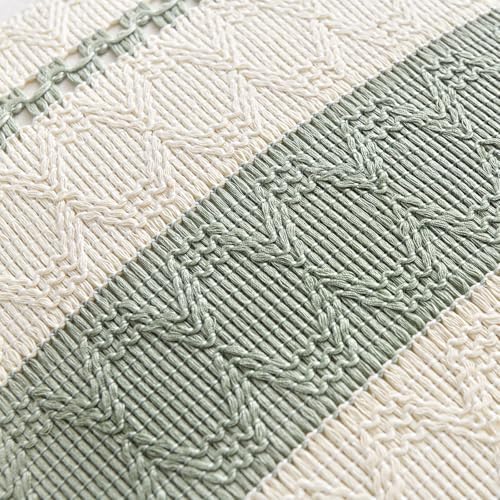 Fancy Homi Set of 1 Sage Green Boho Lumbar Decorative Throw Pillow Covers 12x20 - Image 4