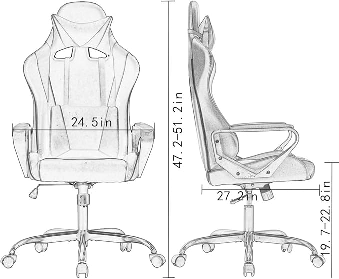 BestOffice High-Back Gaming Chair PC Office Chair Computer Racing Chair PU Desk Task Chair Ergonomic Executive Swivel Rolling Chair with Lumbar Support for Back Pain Women, Men,Blue