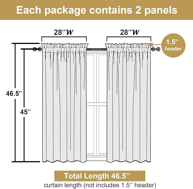 Lecloud Leia White Sheer Curtains 45 Inch Length 2 Panels, Elegant Balance - Image 3